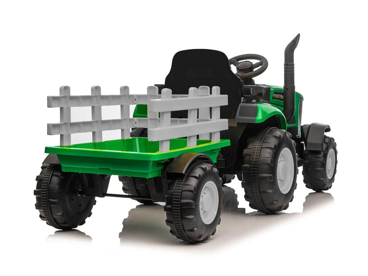 Turbo Harvest 12V Electric Ride On Tractor with Trailer Green