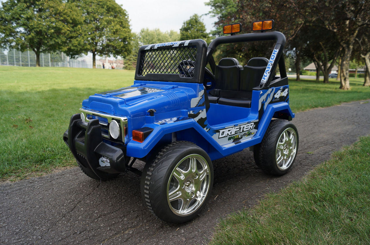 Drifter Raptor Powerful 12V Electric Ride On Jeep Blue