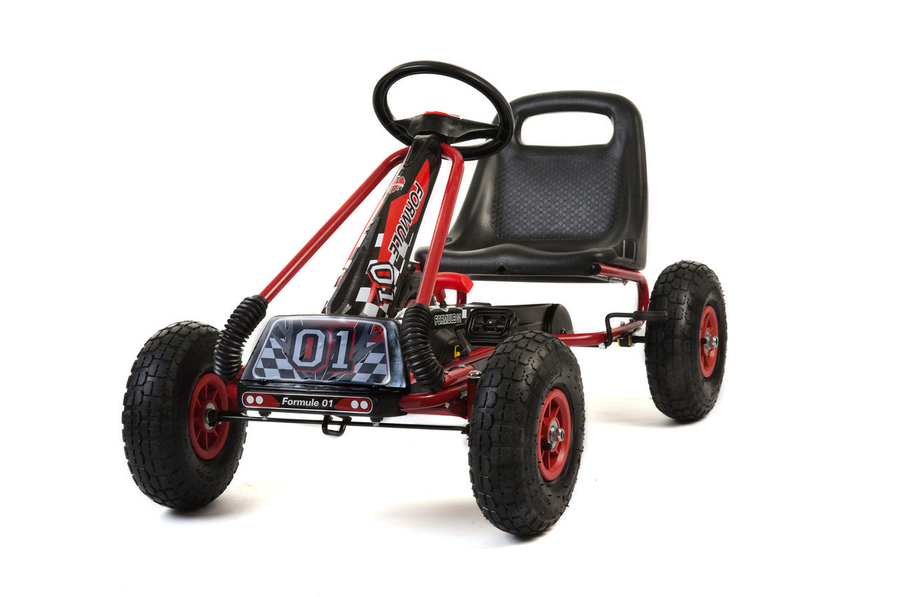 Zoom Rubber Wheel Go Kart - Red