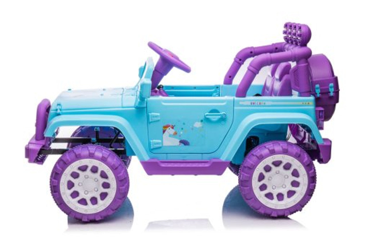 Unicorn 12V Electric Ride On Jeep Blue Purple