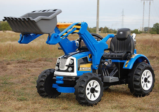 Kingdom 12V Electric Tractor with Loader Blue