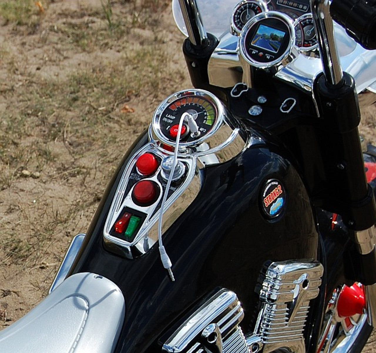 Harley Style 12V Electric Ride On Motorbike with Side Car Black