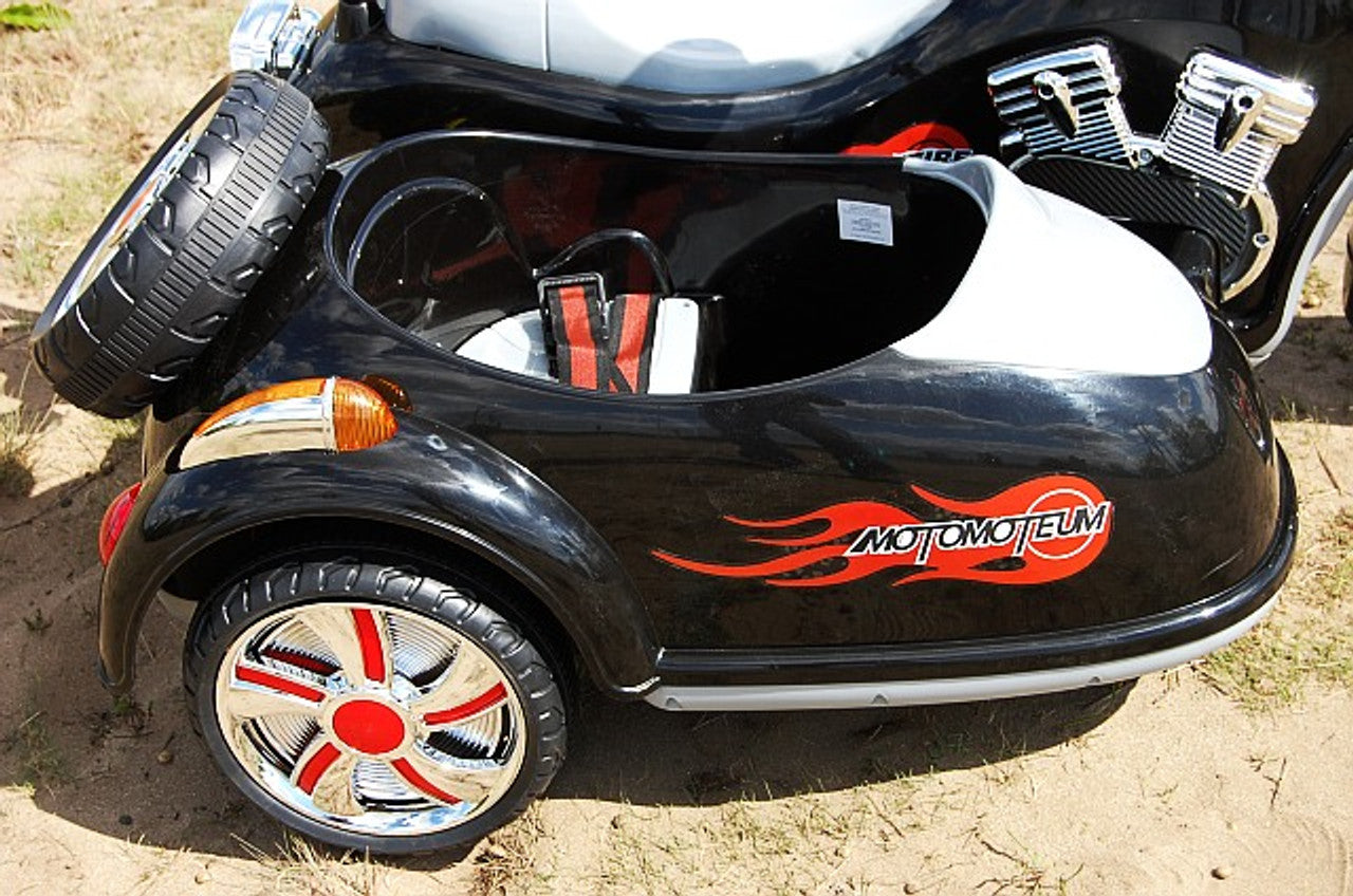 Harley Style 12V Electric Ride On Motorbike with Side Car Black