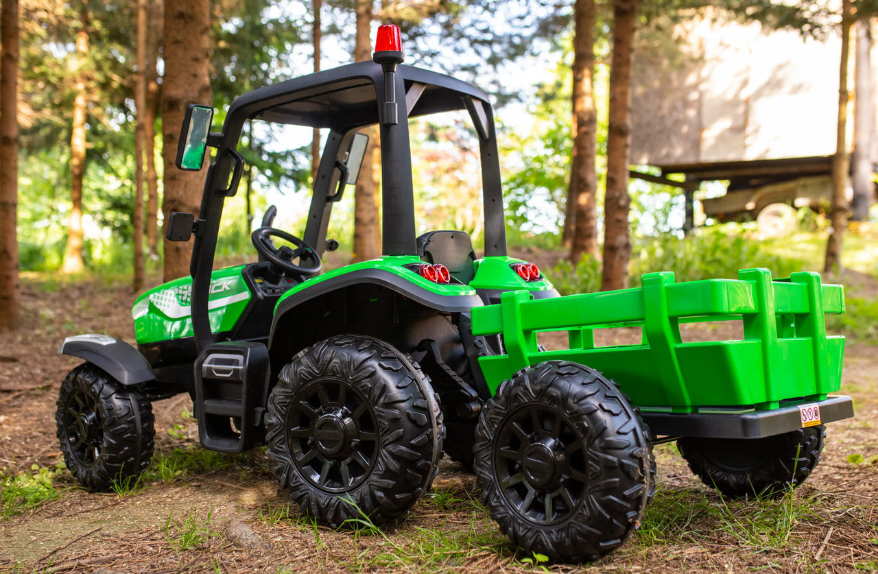 AgriPow 24V Electric Ride-On Tractor with Trailer in Green