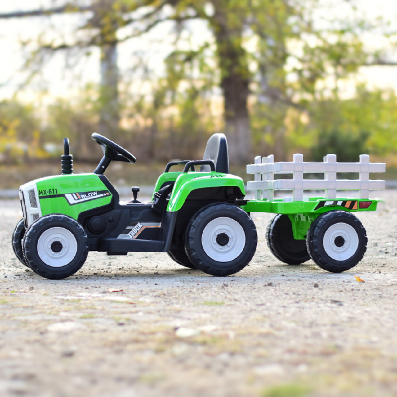 MX Green 12V Electric Tractor Trailer