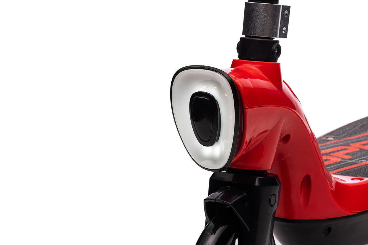 Prizm Kids 12V Electric Scooter with Flashlights and Headlight (Red)
