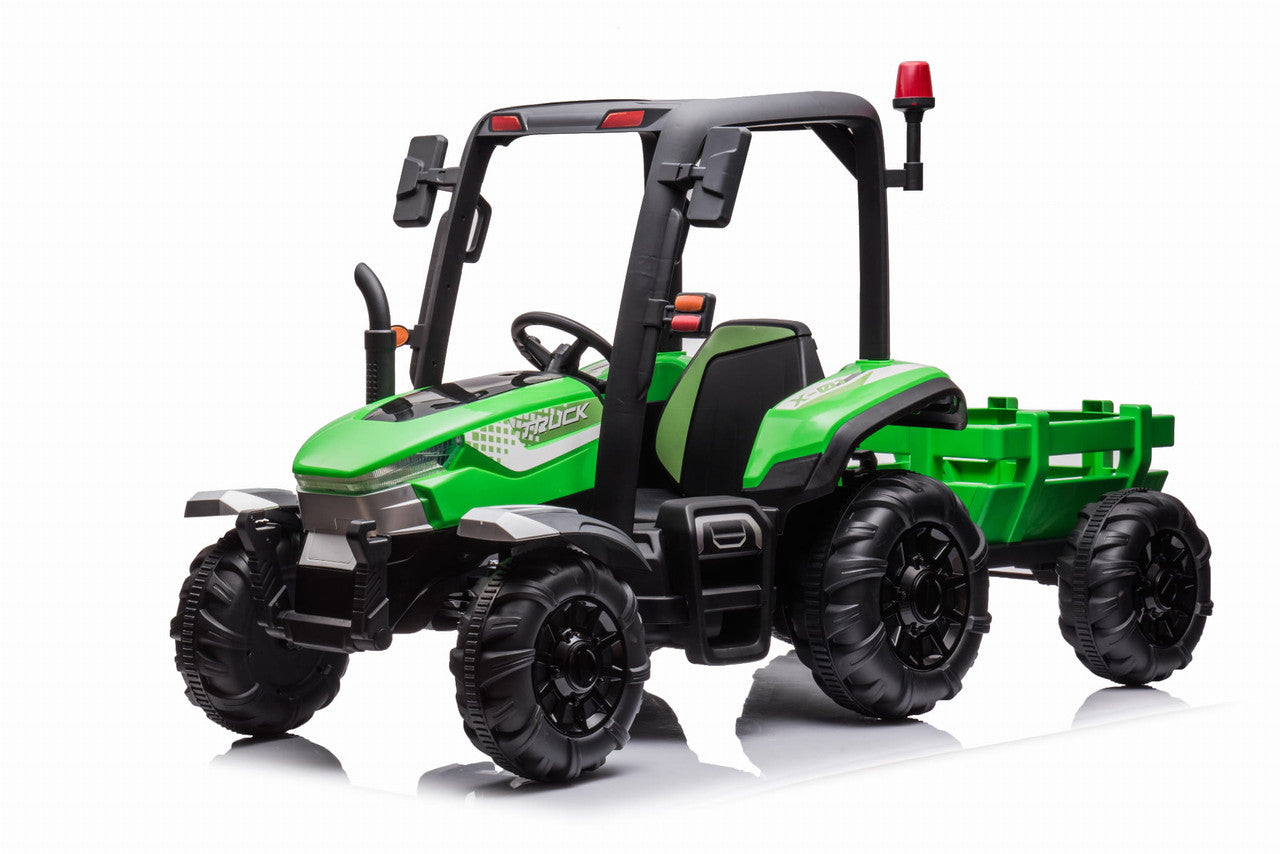 AgriPow 24V Electric Ride-On Tractor with Trailer in Green