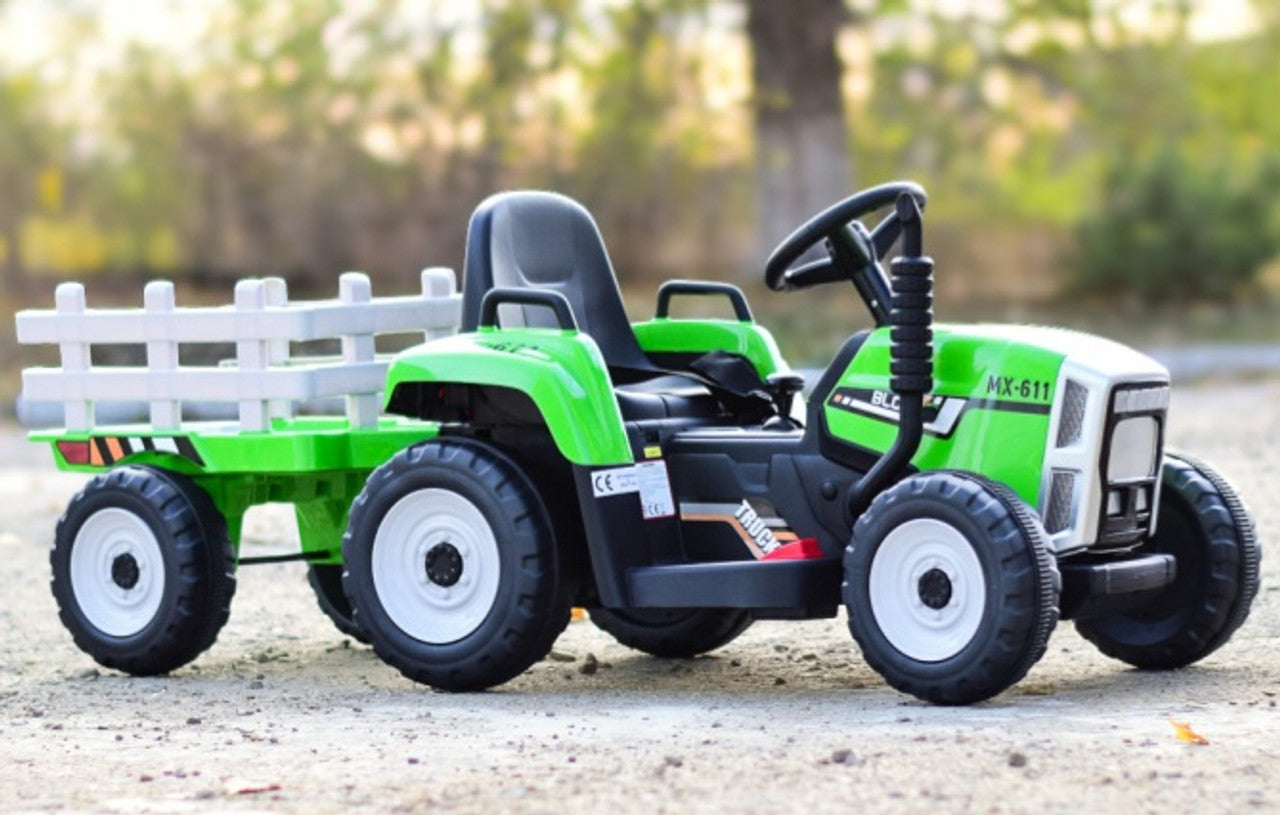 MX Green 12V Electric Tractor Trailer