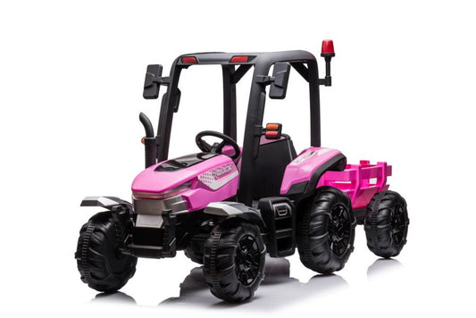 AgriPow 24V Electric Ride-On Tractor with Trailer in Pink